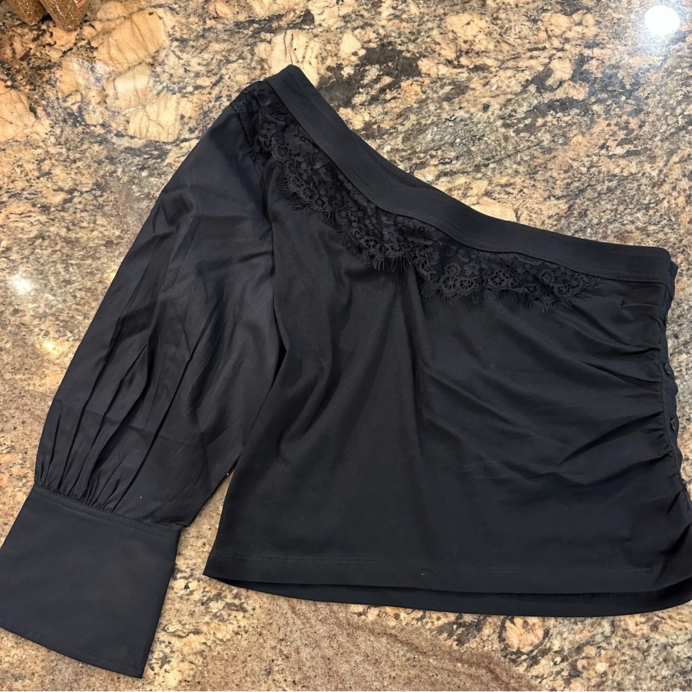 Anthropologie Black Off-Shoulder Top - Picture 5 of 11